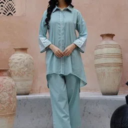 Sangria Embroidered Pure Cotton Top With Trouser-picture-11