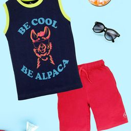 KiddoPanti Boys Printed Pure Cotton T-Shirt With Shorts Clothing Set-image-58