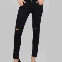 LINARIA Women Cotton Classic Skinny Fit Slash Knee Jeans-picture-8