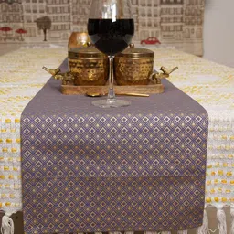 Myntra Elegant Homes Purple Geometric Printed Rectangular Table Runner image 3