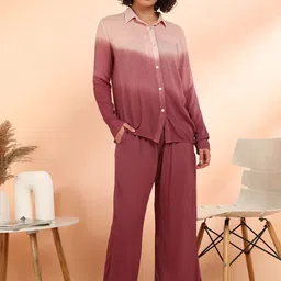 Maaesa Women Rayon Crepe Straight Peach Co-ord Set-image-8