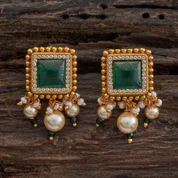 Kushal's Fashion Jewellery Gold Plated Cubic Zirconia  Square Studs Earrings image 1