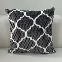 MONKDECOR Grey & White Abstract Velvet Square Cushion Covers-19
