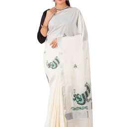 Rst R Selvamani Tex Ethnic Motifs Embroidered Zari Pure Cotton Kasavu Saree-picture-36