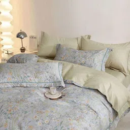 Trance Home Linen Printed 180TC Cotton King Fitted Bedsheet with 2 Pillow Covers-image-62