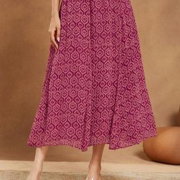 Fabindia Women Floral Printed Flared Midi Skirt-picture-45