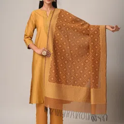 JAYPORE Ethnic Motifs Woven Design Cotton Dupatta-picture-3