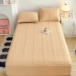 JC HOME Champagne 150 TC Queen Bedsheet with 2 Pillow Covers-image-12