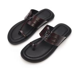STEPHORN Men's Leather Toe-Loop Slippers with Padded Footbed-image-3