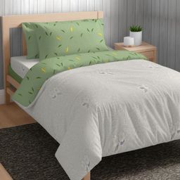 The Happy Pod Off Floral Print Microfiber 160 TC Flat Single Bedsheet & 1 Pillow Cover-12