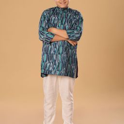 The Mini Trunk Boys Abstract Printed Mandarin Collar Kurta With Trousers-picture-13