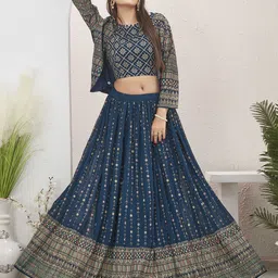 ODD BY chansi TRENDZ Embroidered Ready to Wear Lehenga & Blouse With Jacket-picture-19