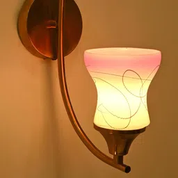 SOMIL Pink & White Printed Glass Cylinder Shaped Wall Lamp-26