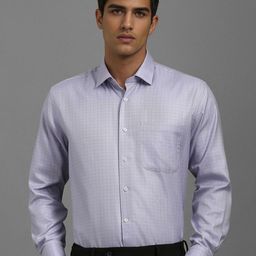Luxure by Louis Philippe Men Classic Fit Spread Collar Checked Cotton Formal Shirt-image-77