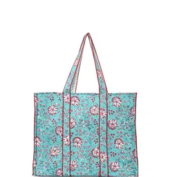 Block N Style Floral Printed Shopper Tote Bag with Quilted-image-87