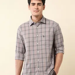 U.S. Polo Assn. Men Classic Tailored Fit Checked Spread Collar Cotton Casual Shirt-image-47
