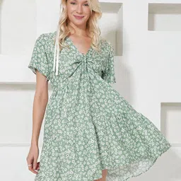 Trend Alacati stili Floral Printed A-Line Mini Dress-image-60