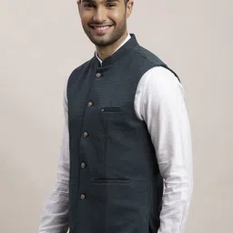 Turtle Woven Design Nehru Jacket image 4