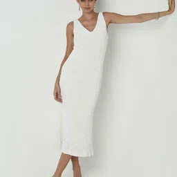 SHOWOFF Women Embellished Sequined Velvet Bodycon Maxi Dress-image-3