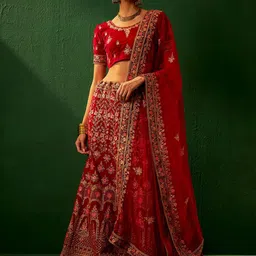 Maroosh Embellished Thread Work Unstitched Lehenga & Blouse With Dupatta-42