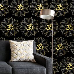 ArtzFolio Printed UV-Resistant Anti-Bacterial Gold Lotus Mantra Peel & Stick Wallpaper-image-71