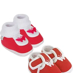 NESKA MODA 0 To 6 Months Set of 2 Pair Newborn Infants Soft Cotton Butterfly Baby Booties-picture-24