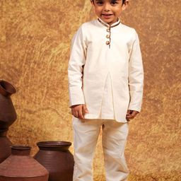 MIRALI Boys Mandarin Collar Pure Cotton Kurta With Trouser-image-50