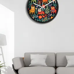 OLIVE TREE Black & Green Printed Contemporary Wall Clock-image-64