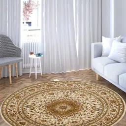 OBSESSIONS Beige Ethnic Motifs Anti-Skid Polypropylene Carpet-image-68