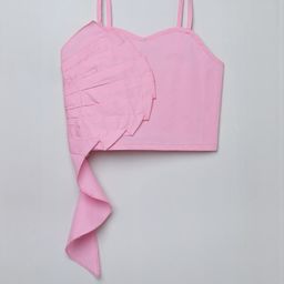 taffykids Girls Shoulder Straps Pleated Pure Cotton Crop Top-image-91