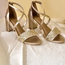 La Fiza Embellished PU Block Pumps-52