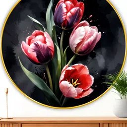 Myntra Elegant Homes Black & Pink Floral And Botanical Wooden Wall Art-image-72