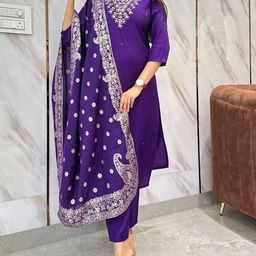 Siya Fashion Women Floral Embroidered Regular Kurta with Trousers & With Dupatta-picture-37