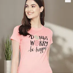 Dreambe Women Pack of 2 Typography Printed Round Neck Cotton T-shirts-picture-46