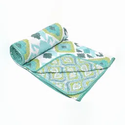 RF RELAXFEEL Green & White Floral Printed Microfiber AC Room 210 GSM Double Bed Dohar-image-61