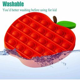 FunBlast 2 in 1 Apple Shaped Stress Relieving Silicone Pop It Fidget Toy and Pineapple Keychain - Multicolor image 5
