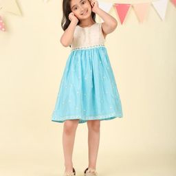 Fabindia Girls Embroidered Tie-Ups A-Line Dress-image-75