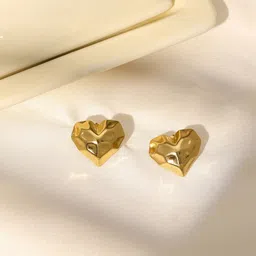 Ruby Raang Gold-Plated Heart Shaped Studs-3
