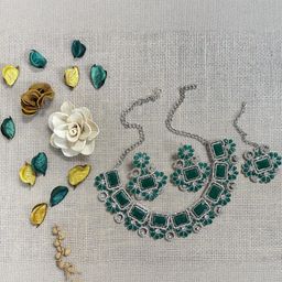 VATSALYA creation Alloy Gold- plated Green Jewellery Set-image-84