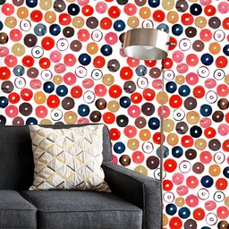 ArtzFolio Printed UV-Resistant Anti-Bacterial Multicolored Polka Dots Peel & Stick Wallpaper-image-67