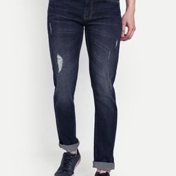 MEGHZ Men Micheal Slim Fit Mildly Distressed Light Fade Stretchable Jeans-image-41
