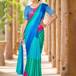 Anouk Rustic Colourblocked Saree With Unstitched Blouse Piece-image-6