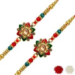 MEIRA JEWELLERY Set Of 2 Rakhi With Roli Chawal & Greetings Card-picture-28