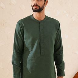 JAYPORE Mandarin Collar Silk Straight Kurta-image-35