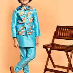 PRINTCULTR Boys Mandarin Collar Straight Kurta with Churidar-28
