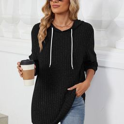 Outzidr Women Striped Self Design Hooded Full Sleeve Sweatshirt-picture-34