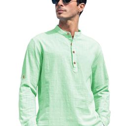 EdinWolf Men India Slim Fit Band Collar Solid Cotton Casual Shirt-image-84