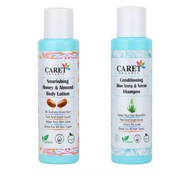 CARET ORGANIC Aloevera & Neem Shampoo & Nourishing Honey & Almond Body Lotion-100ml Each-image-11