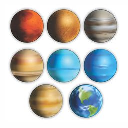 CVANU Blue & Brown 8 Pieces Planet Painted Round Shape Wooden Wall Hangings-picture-22