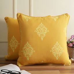 Aura Yellow 2 Pieces Ethnic Motifs Square Cushion Covers-image-59